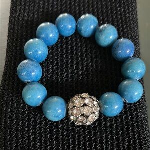 Blue Beaded Bracelet with Silver Accent